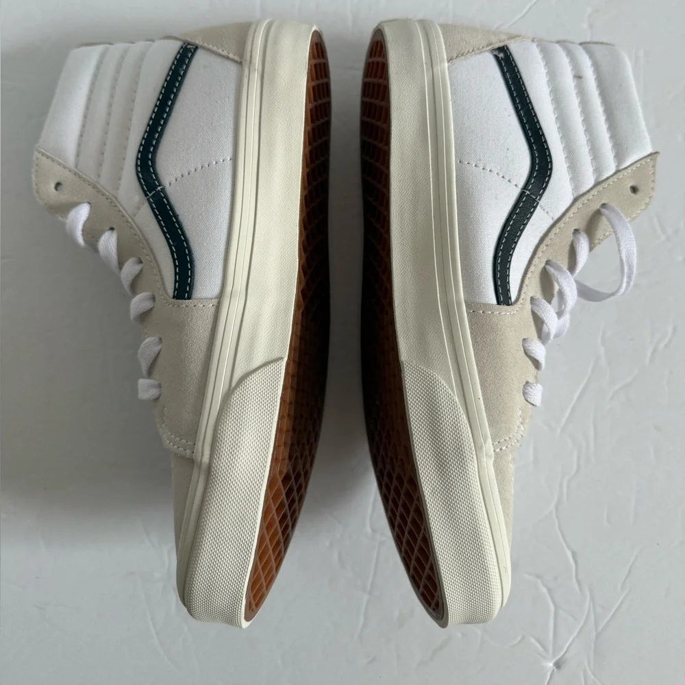 Vans juniors White and Tan Sneakers with Classic High-Top Design size 7